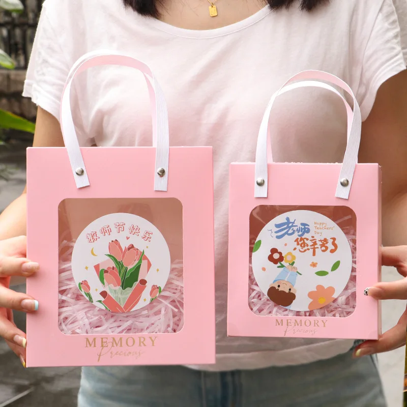 Luxury Pink Paper Bowknot Bag with Offset Printing Custom Recycled Material Gift Shopping Packaging box