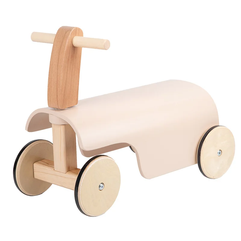 High quality Wooden Four-Wheel Walker Stroller Toy Early Educational Balance Car