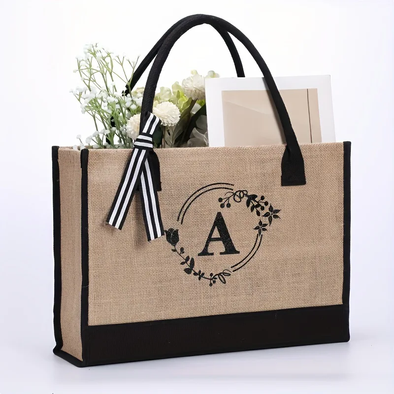 Eco Friendly Reusable Designer Canvas Cotton Gift Shopping Tote Bag With Letter Logo Bags Aet