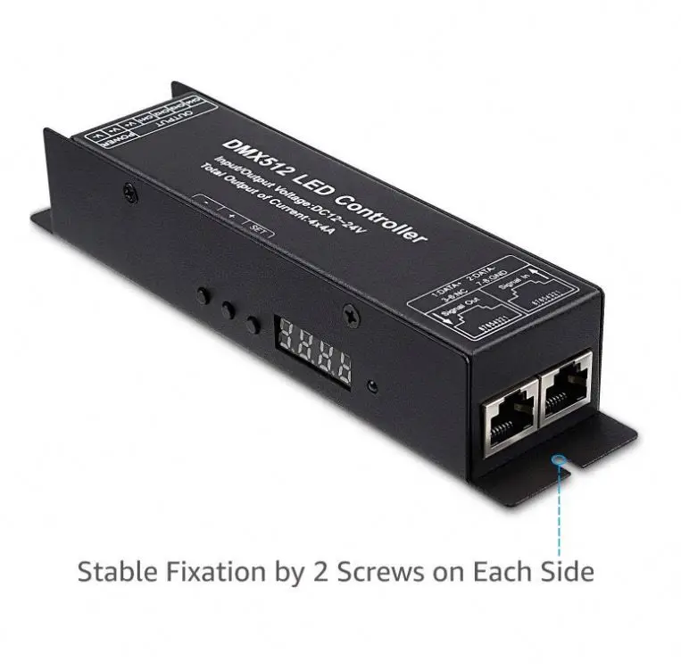 12 В 192 Вт цифровой дисплей RGB контроллер RJ45 3-канальный 3CH DMX512 DMX декодер