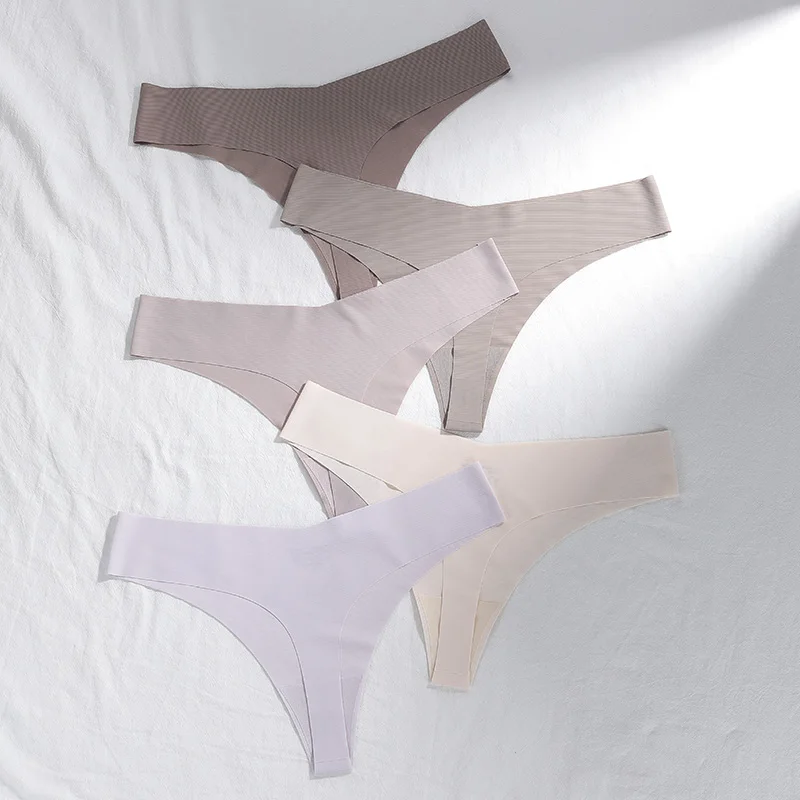 No Show V Design Tanga Invisible Ice Silk Thong G-String Bikini Calcinhas Confortavel Lingerie Women Seamless Panties