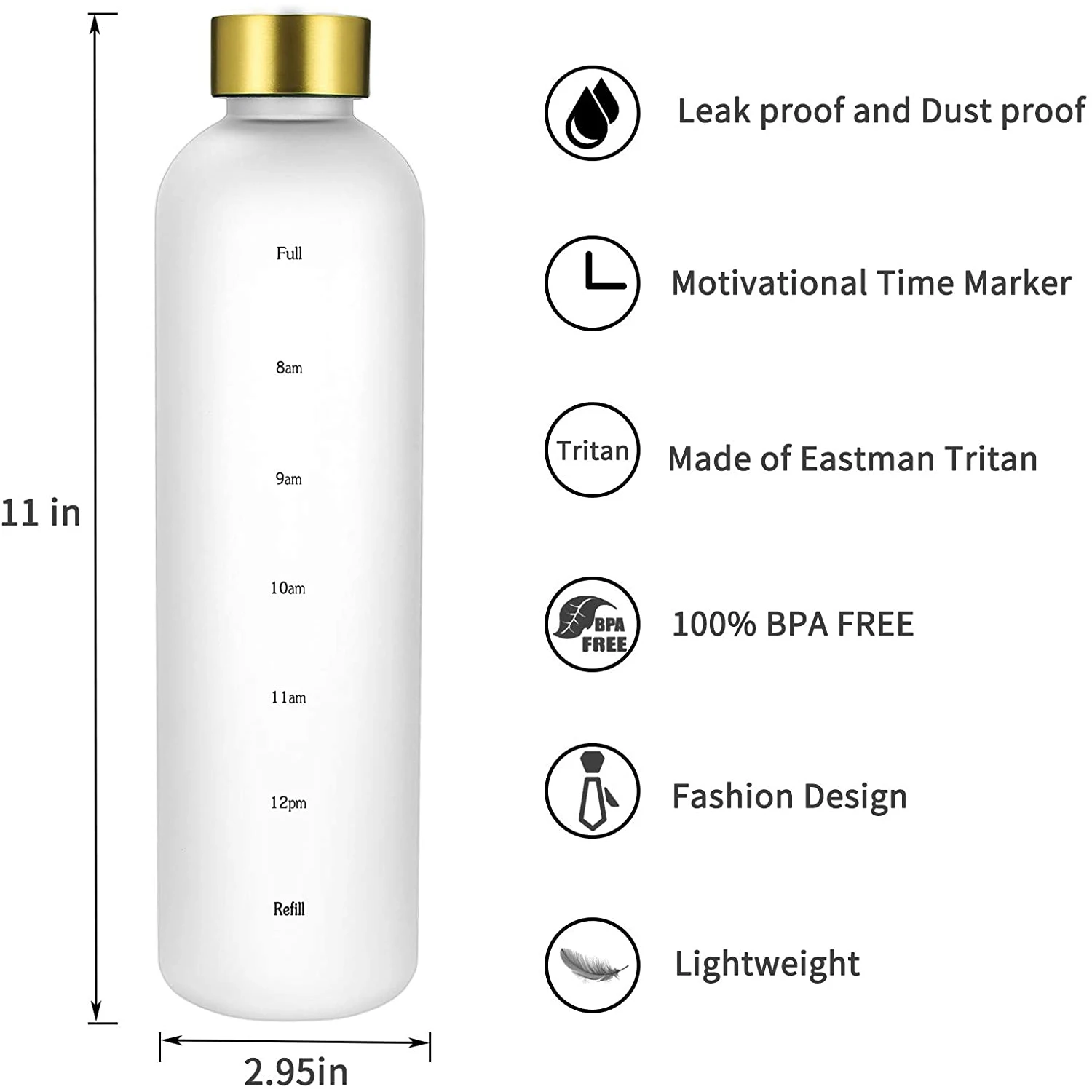 Wholesale 1000ml Borosilicate  Sublimation Glass Water  Bottle with time marker BPA Free
