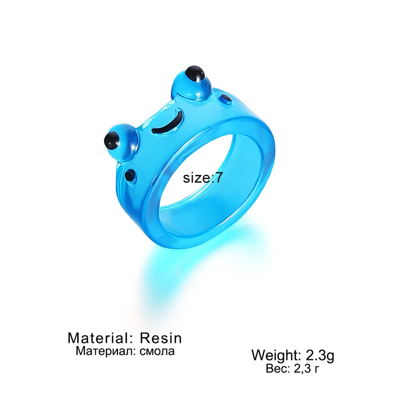 Cartoon Frog Rings for Girls Fashion Cute Frog Resin Women Men Ring Acrylic Animal Jewelry Best Friends Couple Rings Bijoux