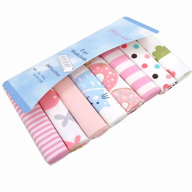 Newborn 8pcs 100% cotton saliva towel cute bibs child hand towel