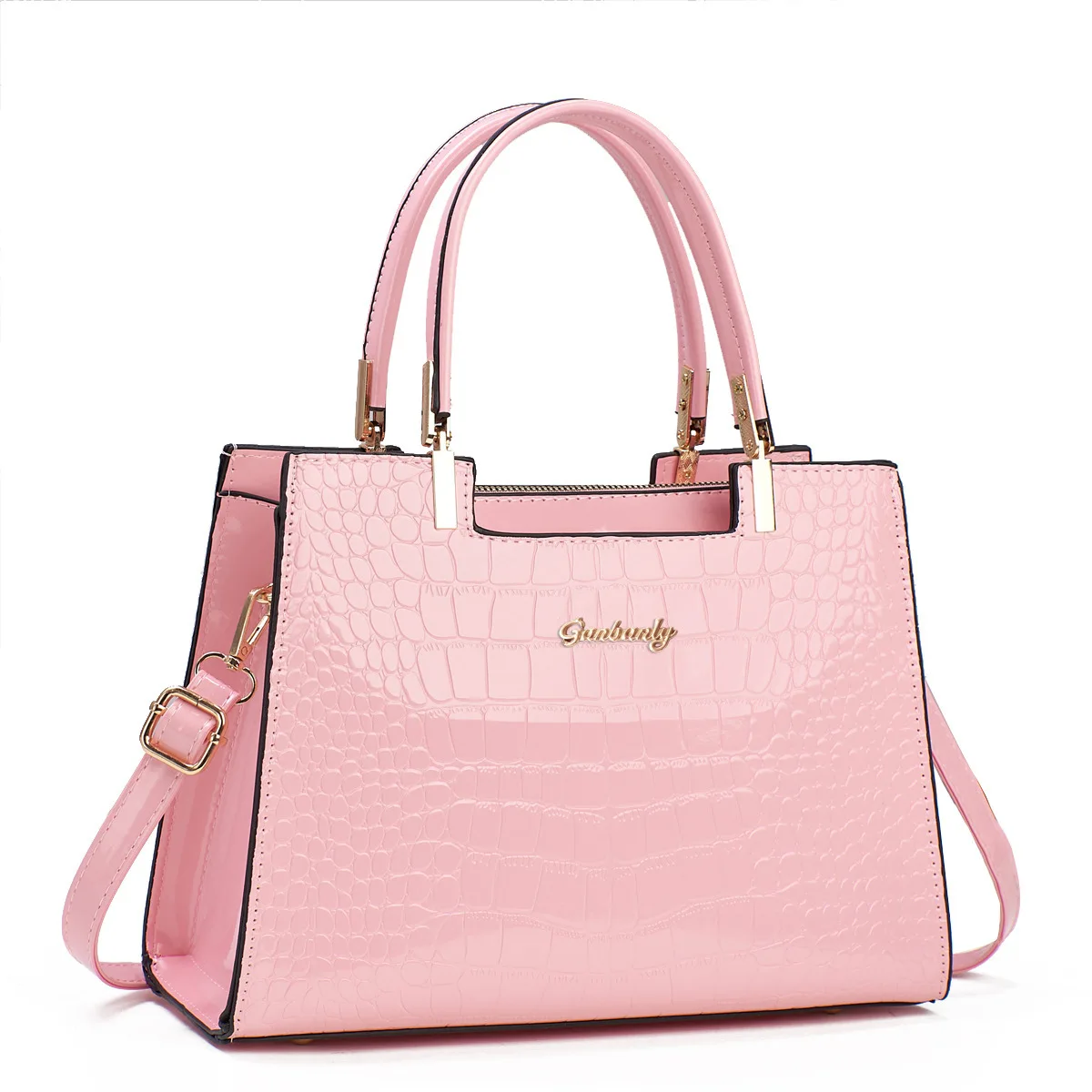 Wholesale Price PU Leather Ladies Crocodile Print Good Quality Handbags Pure Color Female Large-capacity Shoulder Tote Bags