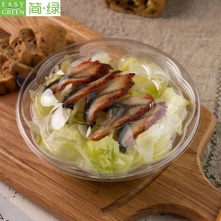 32oz salad to-go containers clear plastic disposable salad bowls with lids standard size