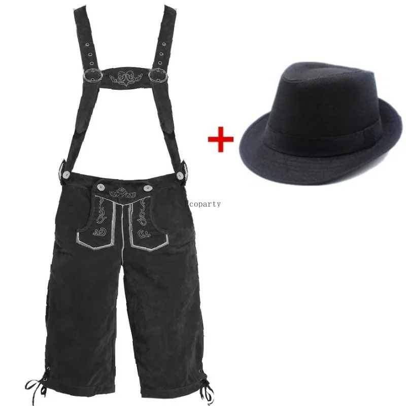 German Oktoberfest Lederhosen Costume Hat Set Beer Festival Male Halloween Cosplay ecoparty