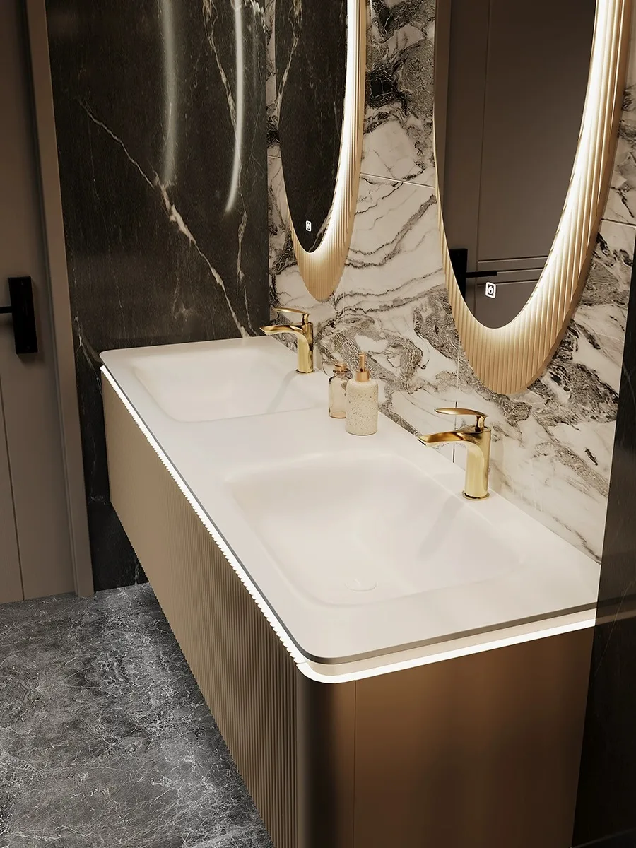 Different sizes Double Sink Vanity Cabinet Wall-Mounted Smart Home LED Mirror for Bathroom bathroom vanities