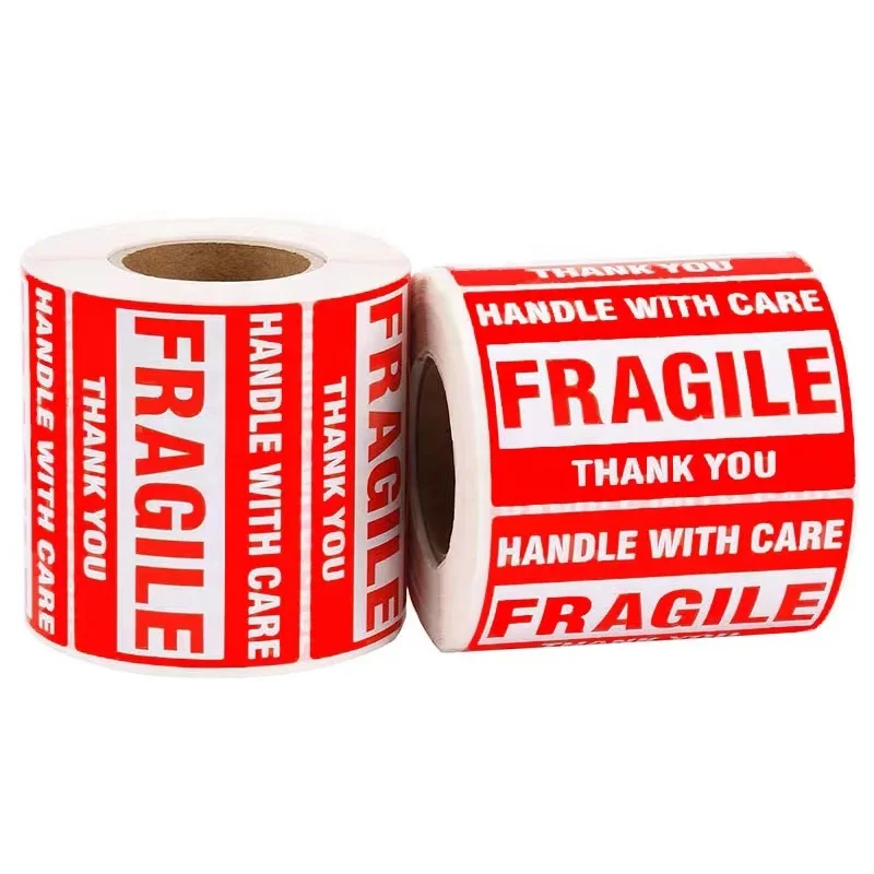 Fragile Stickers 2' x 3' Fragile label sticker - Handle with Care - Thank You Shipping Labels Stickers 500 Labels/Roll