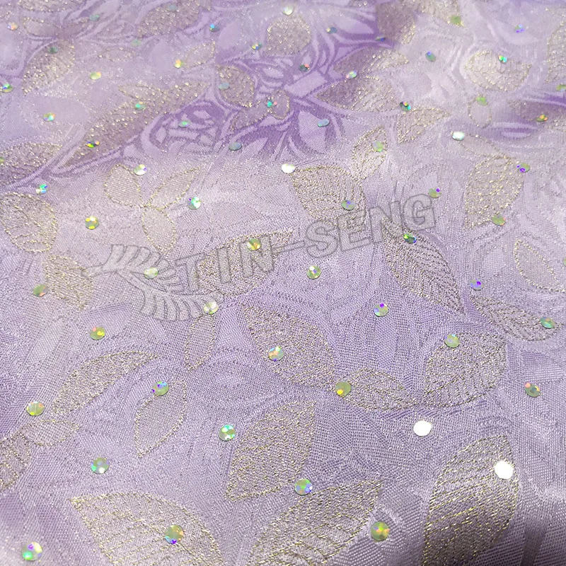Lavender Acetate Jacquard Fabric for Evening Dress