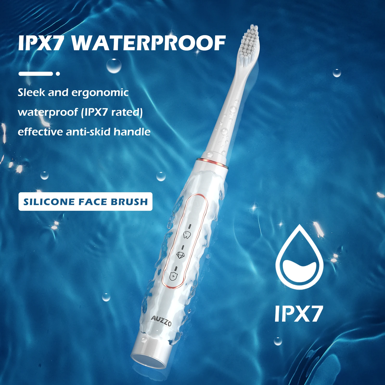 AUZZO OEM USB Fast Charge Charging Automatic Vibration Electronic Electric Tooth Brush 3 Modes Waterproof Toothbrush