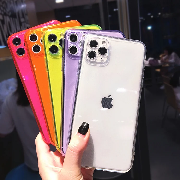 For iPhone 12 Neon Case, Shockproof for iPhone 11 XS Max XR 7 8 Plus Girl Neon Clear Phone Cover for iPhone 12 Pro Max Case