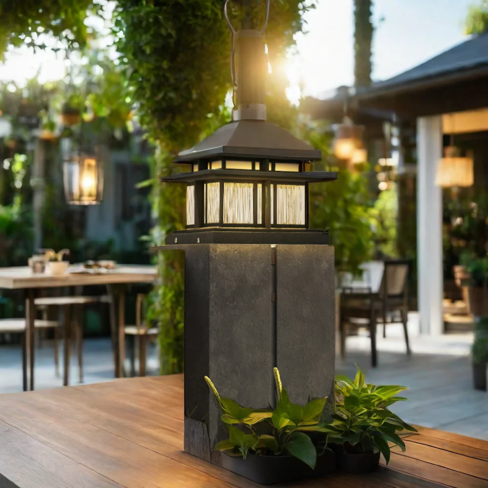 Waterproof Outdoor LED Column Lamp for Courtyard New Chinese Garden Solar Villa Gate Lamp Garden Villa Column Lamp