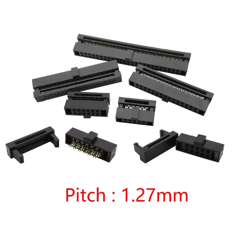 1.27mm Pitch FC 6/8/10/12/14/16/20/24/26/30/34/40/50 Pin IDC Socket Connector for 0.635mm Flat Ribbon Cable