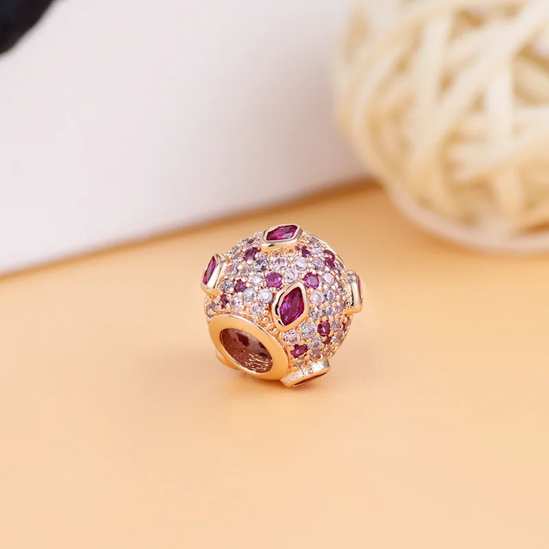 Wholesale Fashion Rose Gold Diamond Charm Pendant Jewelry Fit Pandoraer DIY Bracelet Beads