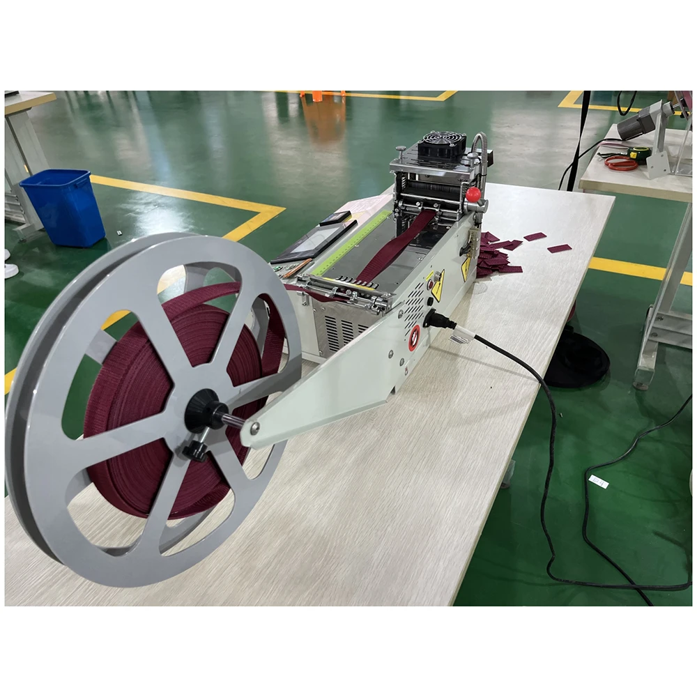 Automatic Roll to Roll Elastic Strap Label Cutter Machine with Touch Screen