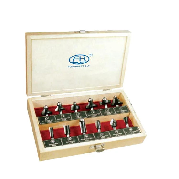 12S 12PCS Router Bits Set Carbide Tipped Router Bits for Wood Woodworking Cutter Tool Safety Milling Cutters