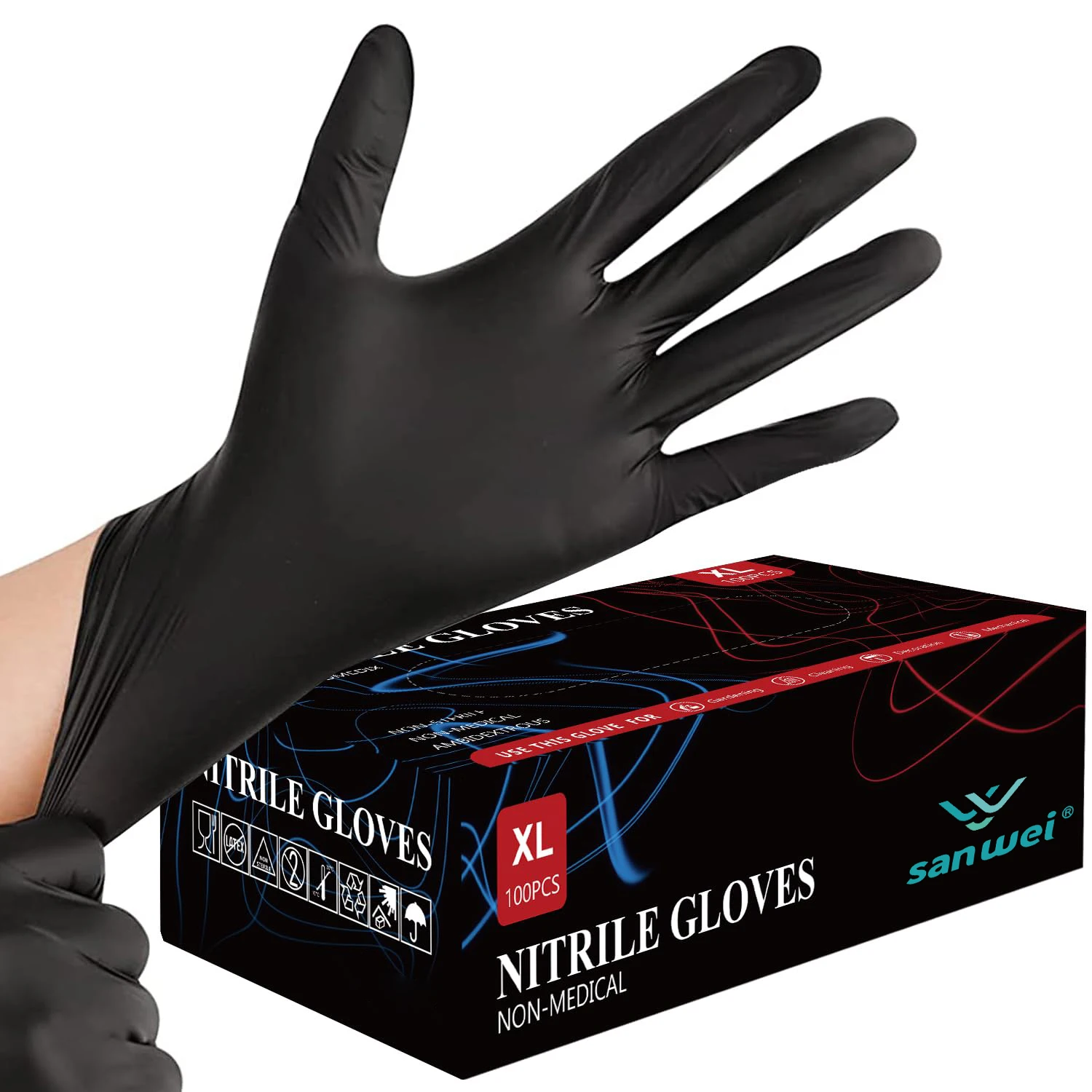 Best Seller Manufacturers Tattoo Beauty Make up Powder Free Black Nitrile Gloves