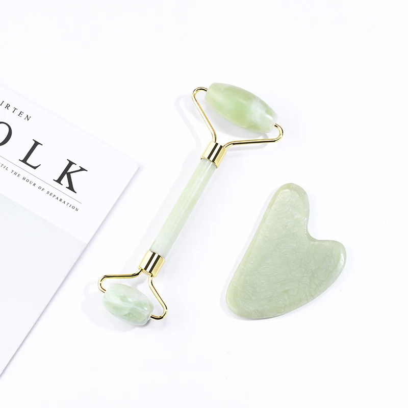 
Custom logo support high quality new noise free type best green jade roller gua sha tool for face 