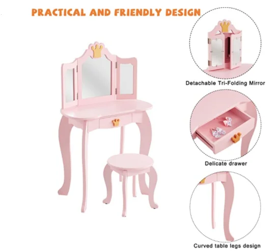 Toffy & Friends children table chairs kids dressing table stool set kids furniture