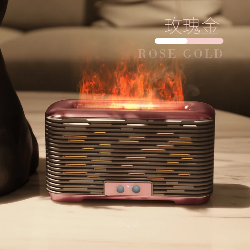 2022 New 350ml Aromatic Oil simulated Flame Diffuser Mini Ultrasonic Air Humidifier Fire nanometer Mist Aromatherapy Humidifier