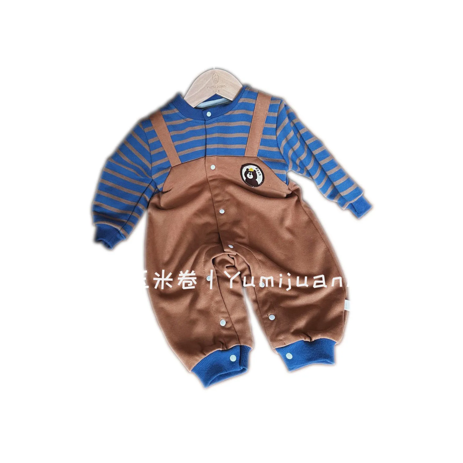 Wholesale New Baby Boy Cotton Strap Bear Climbing Clothing Suit Casual Comfortable Baby Rompers Set Coffee Cartoon ODM Support