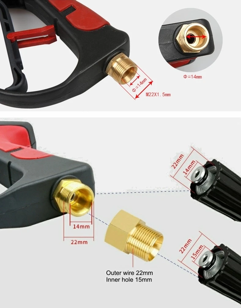 
4000 PSI High Pressure Car Water Washer Gun Pure Copper Interface Car Wash Spray Jet Gun Lance with Extension Wand 