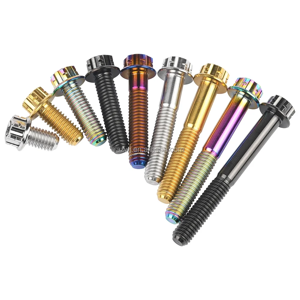 Gr2 Gr5 Hex cap titanium screws nuts and bolts Titanium Alloy Steel Anodized Serrated Flange hex nut stud anchor bolt and nut
