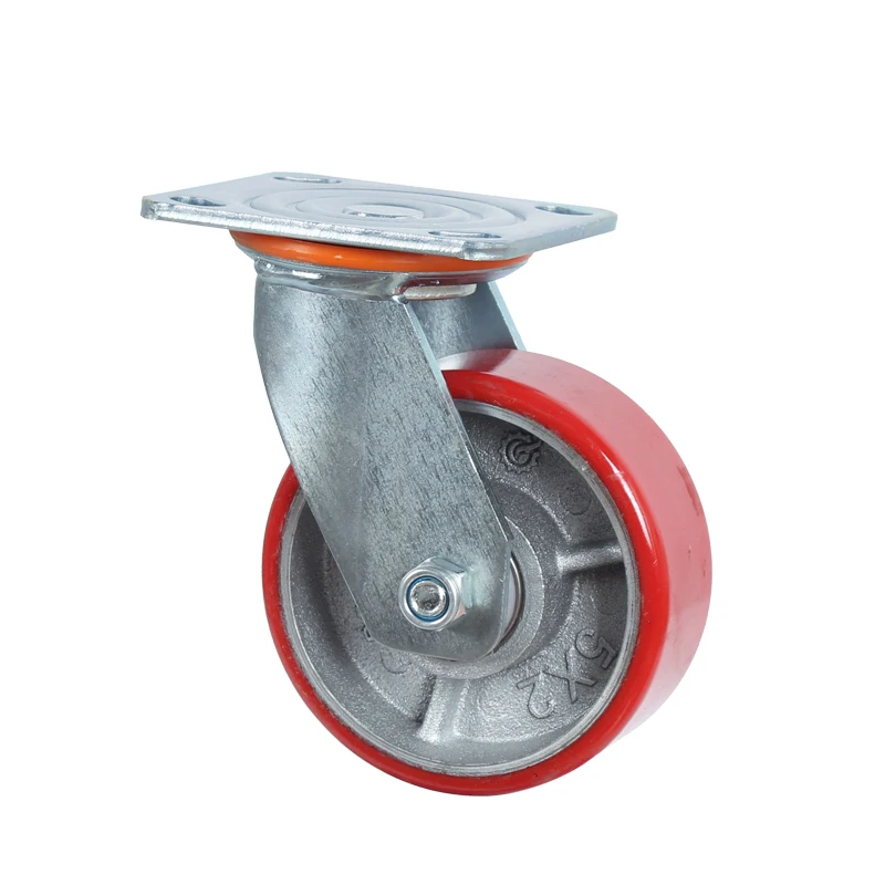 High quality 5 inch cast iron industrial style polyurethane caster wheel 125x37 size