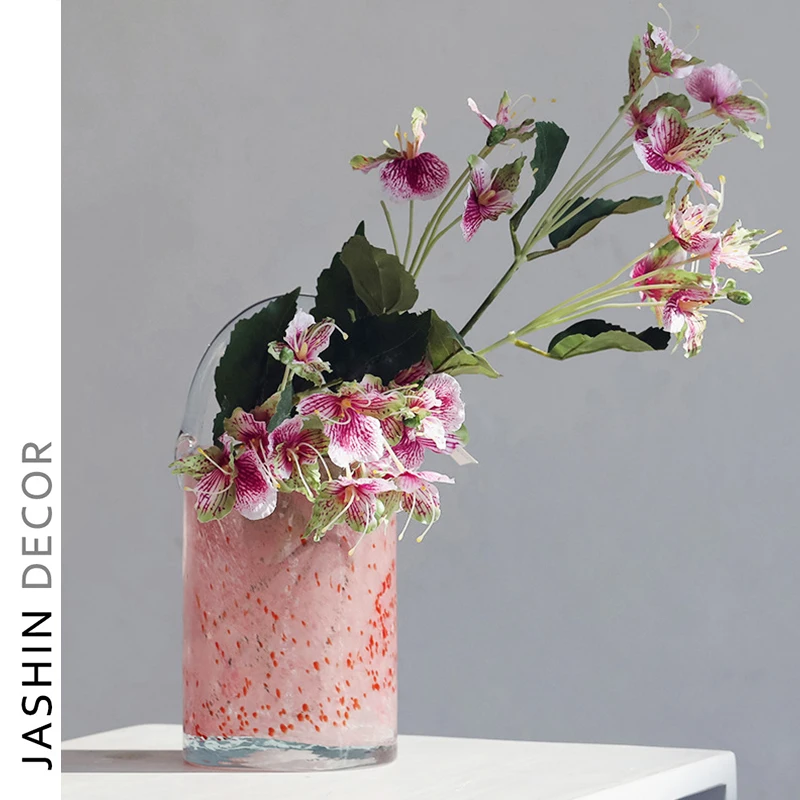 Modern Designs Colour Mixture Glass Vase Gradient Color Nordic Vase For European Home Decoration