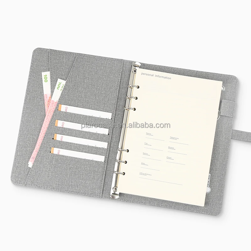 Custom Magnetic USB Lock Leather Notepad with Power Bank Phone Pocket