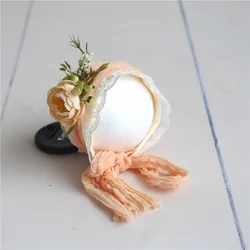 Flower Bonnet Sitter Size New Born Photography Props Baby Girl Floral Garden Hat Accessories  Studio Shoot Photo Props