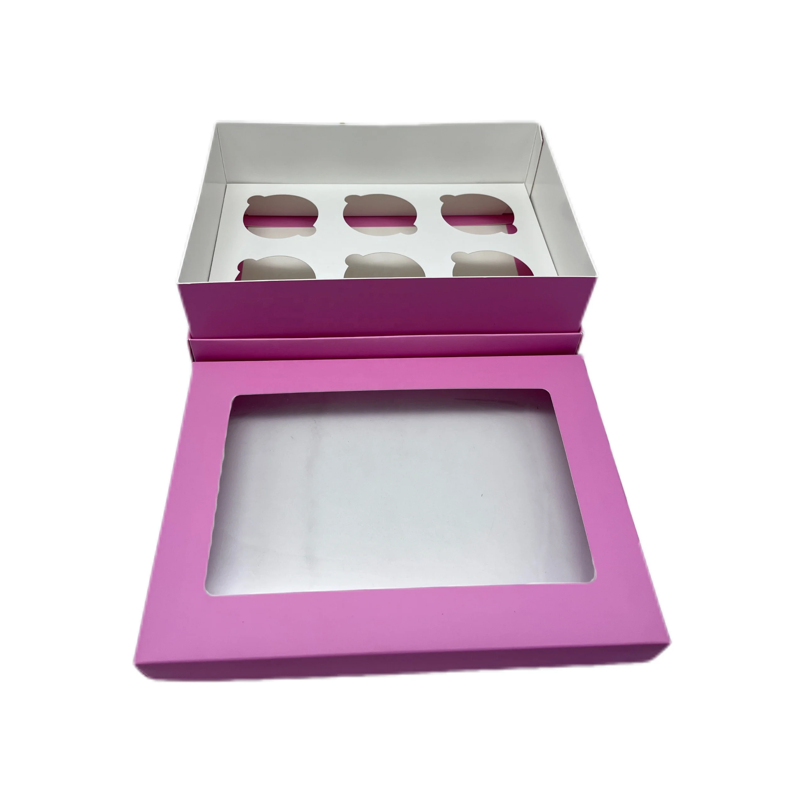 Hot Sales Cardboard 6 12 Holes Cup Cake Box New Design Pink Cupcake Packaging Box With Lid