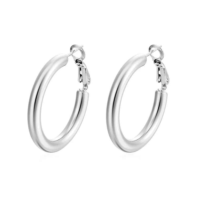 European and American Fashion Womens round Stainless Steel Drop Earrings with Exaggerated Design