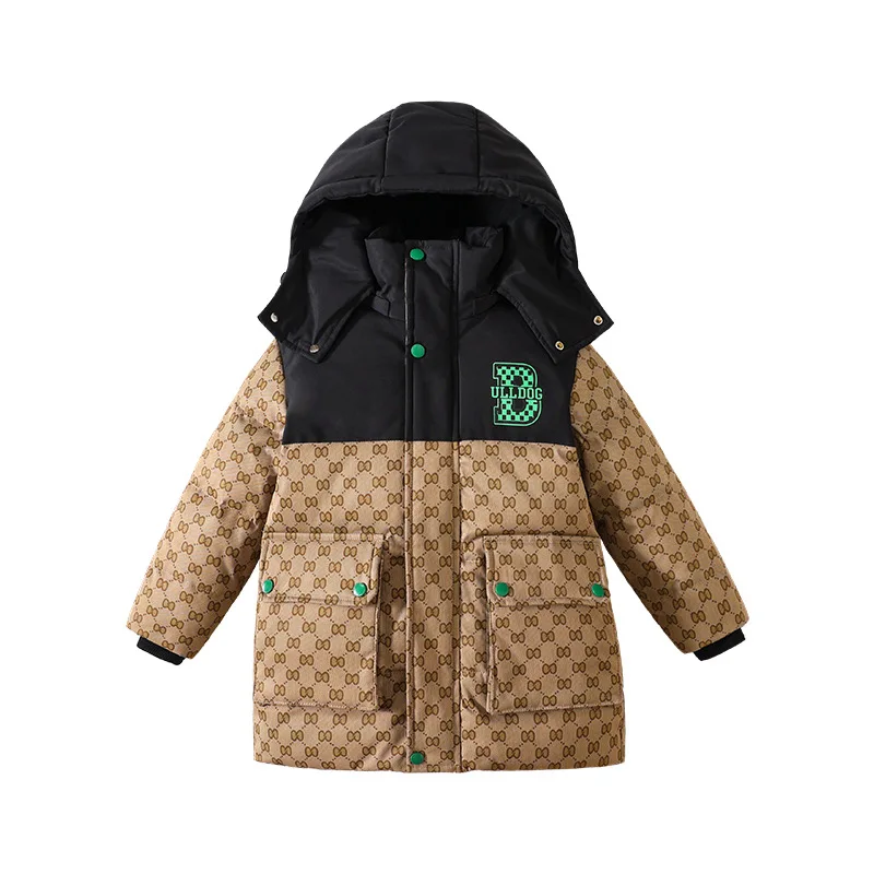 Boys Winter Down Jacket Coats 2024 New Winter Kids Clothes Designer Warm Children Jacket Fashion Tops Outwear With Hoodie
