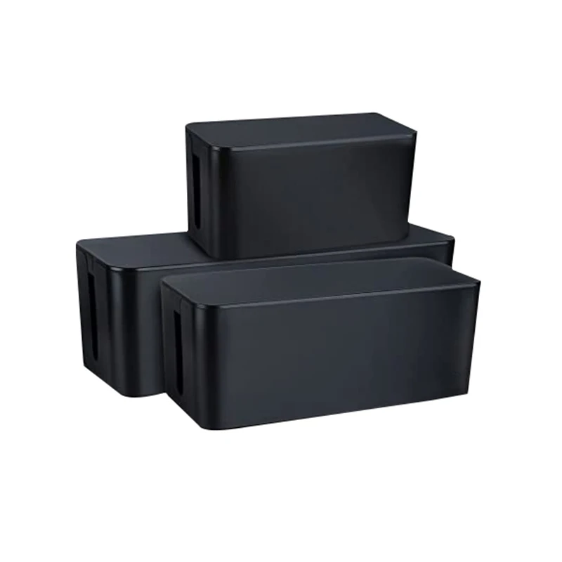 Cable Management Box Wire Organizer Box with Phone Holder Large Power Cable Box to Hide Power Strip & Under Desk TV Computer