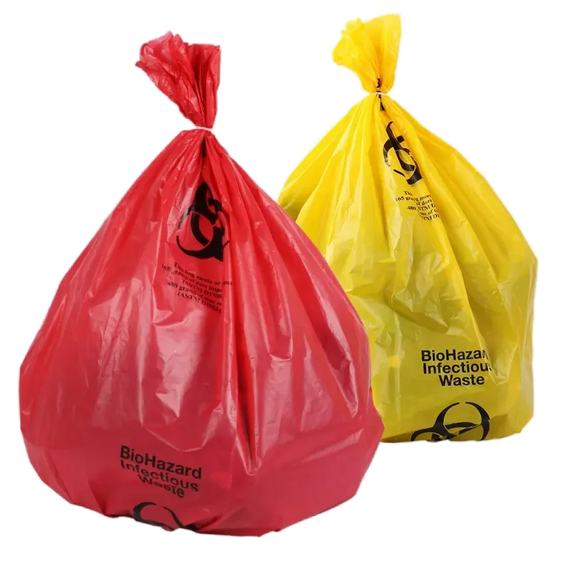 Custom Large Size Strengthen Medical Red Yellow Orange Plastic Trash Garbage Bags Biohazard Waste Bag