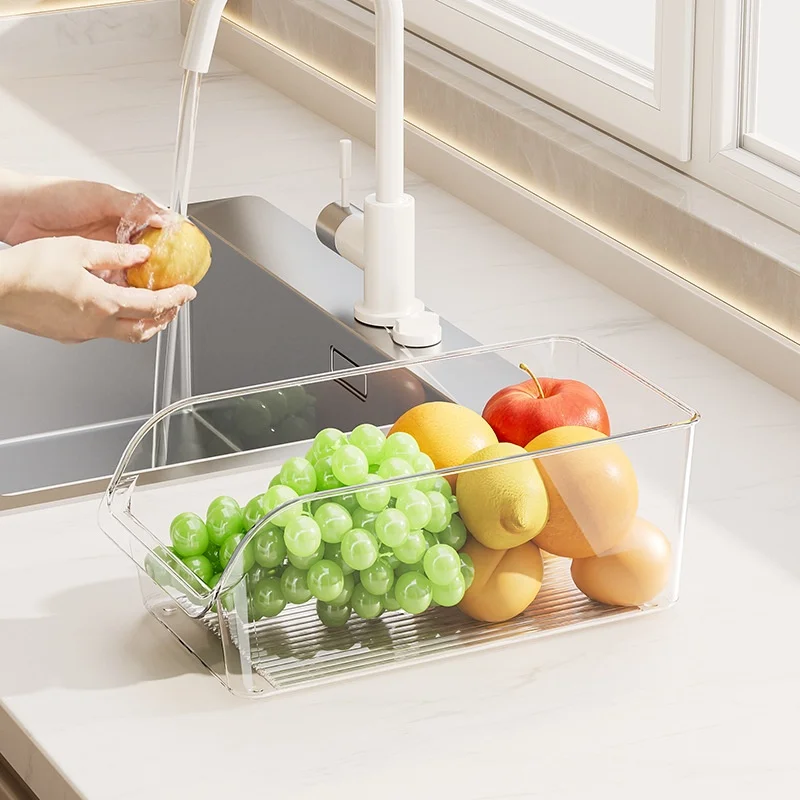 Kitchen Storage Drawer Food Grade Crisper Egg Storage Transparent Plastic Square Shape Refrigerator Compatible PP Material Set