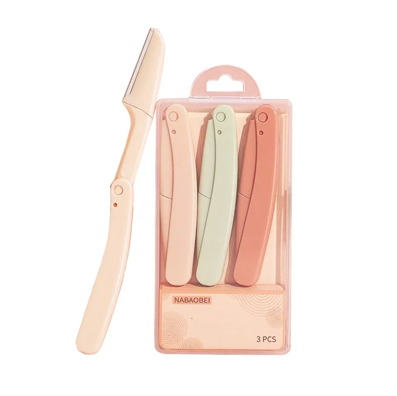 Оптовая продажа, безопасный складной мини-триммер для бровей, женский набор для предотвращения царапин, косметический инструмент со сменным лезвием