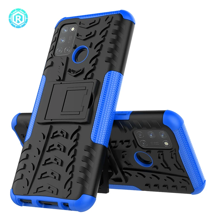 Top hybrid PC TPU Гибридный противоударный чехол с подставкой для телефона Oppo Realme 7i C17 задняя