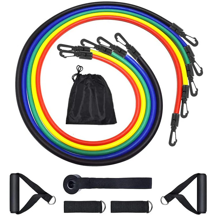 Cheap Nature Latex 11pcs Fitness Tube Resistance Expander Training  Bands