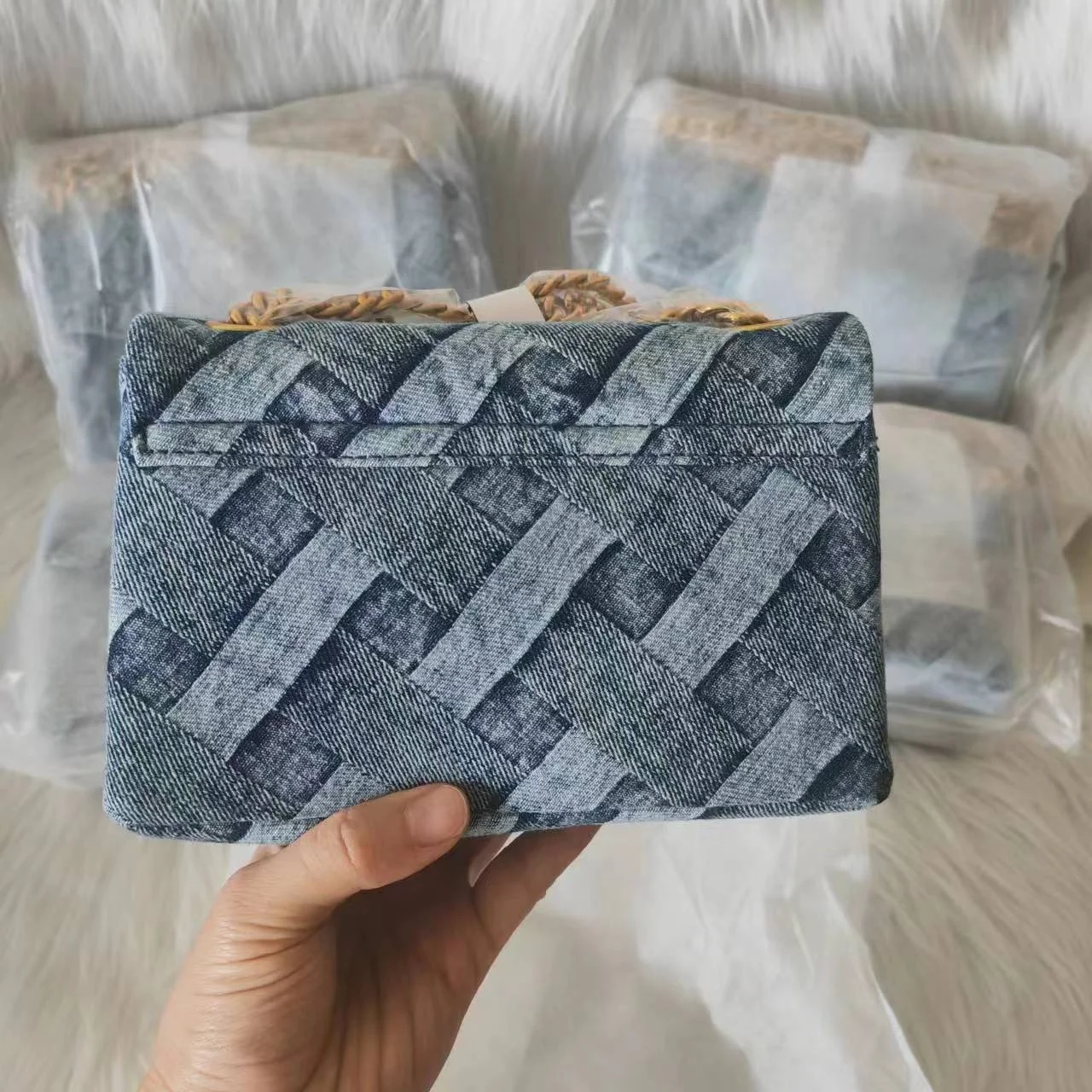 BM9300 Designer Luxury Denim woven Eagle head chain Bags Women square lady Bags Striped Crossbody small handbags