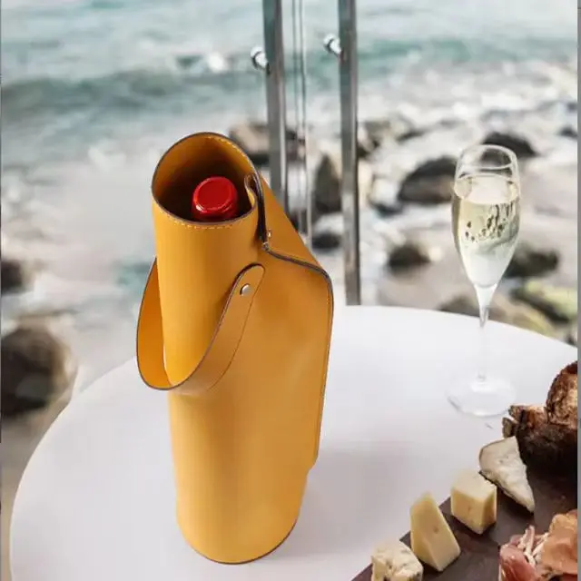 PU Leather Wine Bottle Bag Red Wine Carrier Bag Whiskey Gift Holder Handbag Outdoor Travel Bag for Wine Bottle