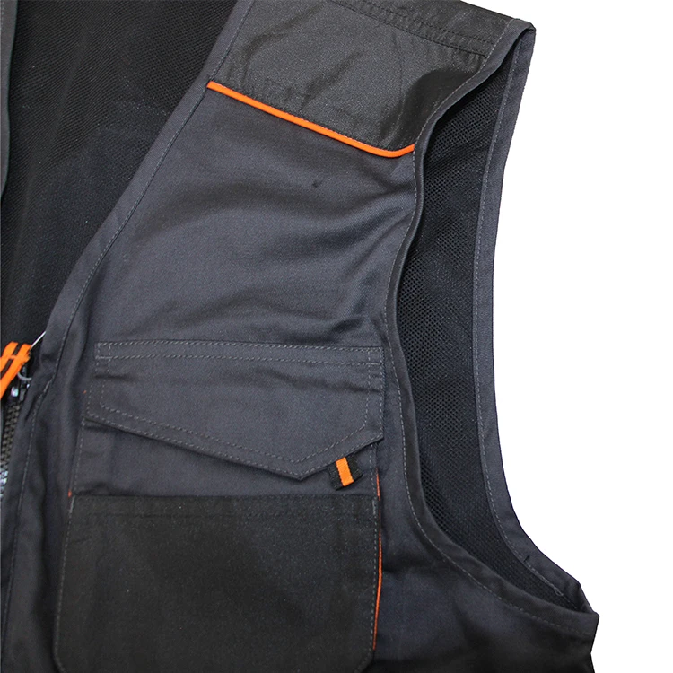 2022 custom print logo men work cargo photographer black mesh utility vest