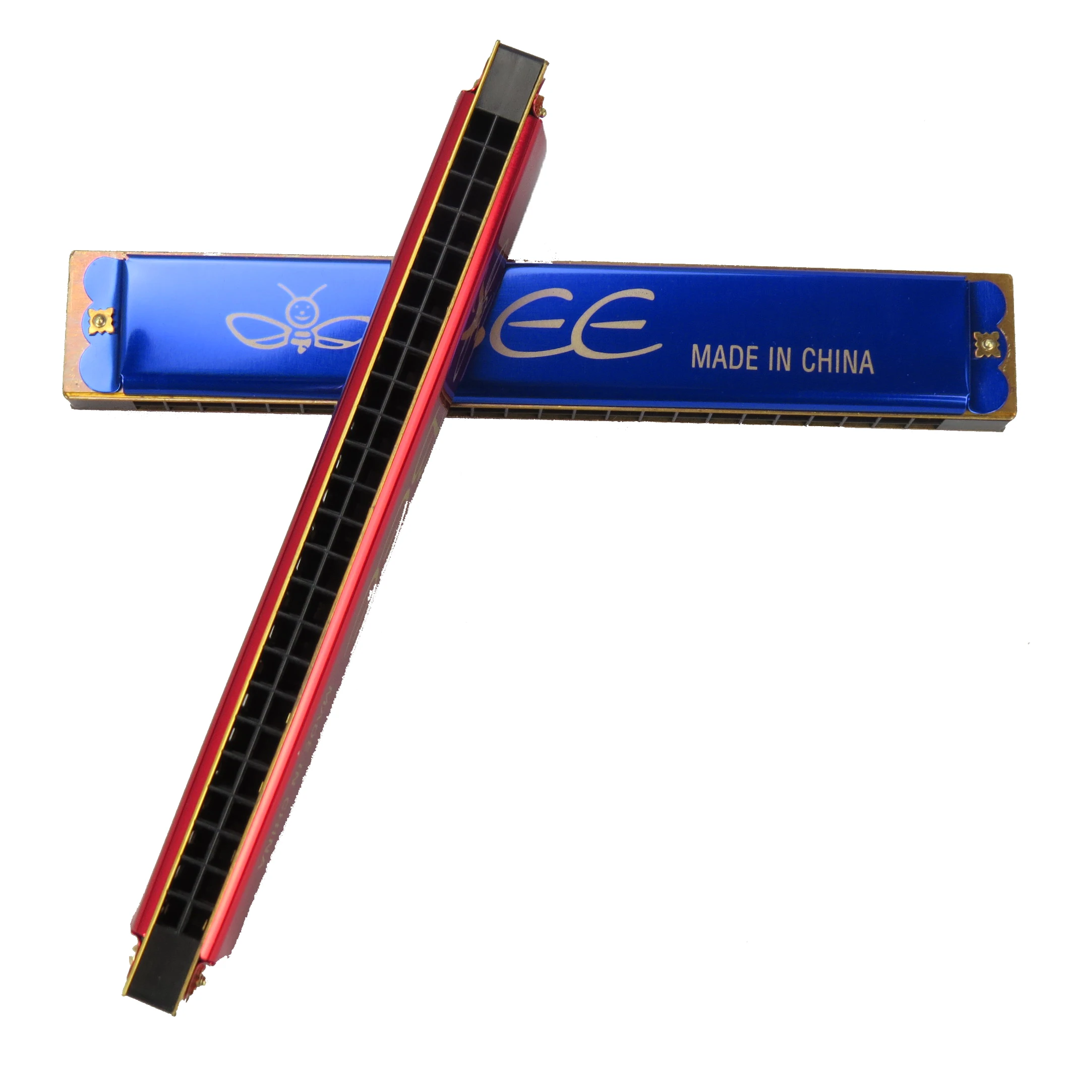 
DF24-1hot sale Bee brand harmonica 24 hole brass reedplate aluminum cover toy harmonica 