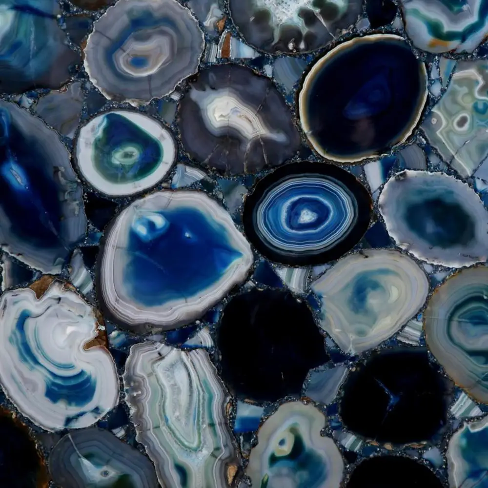 Natural gemstone slab blue agate semiprecious stone slab