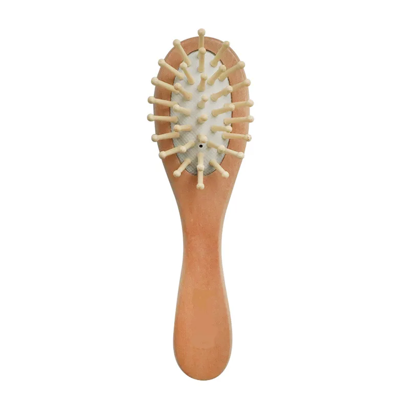 Wholesale Custom Logo Small Wool Brush Eco-friendly Baby Wooden Hair Brush and Comb Set Handmade Baby Wood Cushion Hairbrush