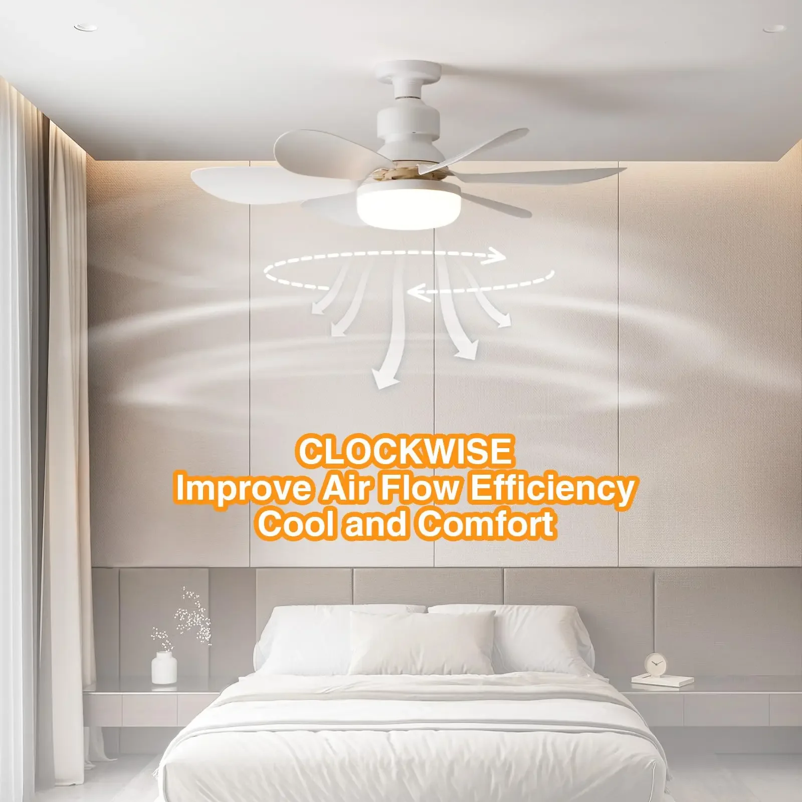Smart Home Decor Moving Head 360 Rotating Dimmable Remote Control Modern Socket Led Ceiling Fan Lights E27 Fan Light Bulb