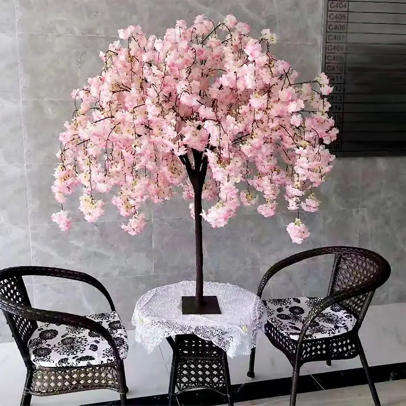 Yirong Fake Cherri Tree Wedding Table Centerpiece Indoor 5ft Branches Flowers Fake White Pink Artificial Cherry Blossom Tree