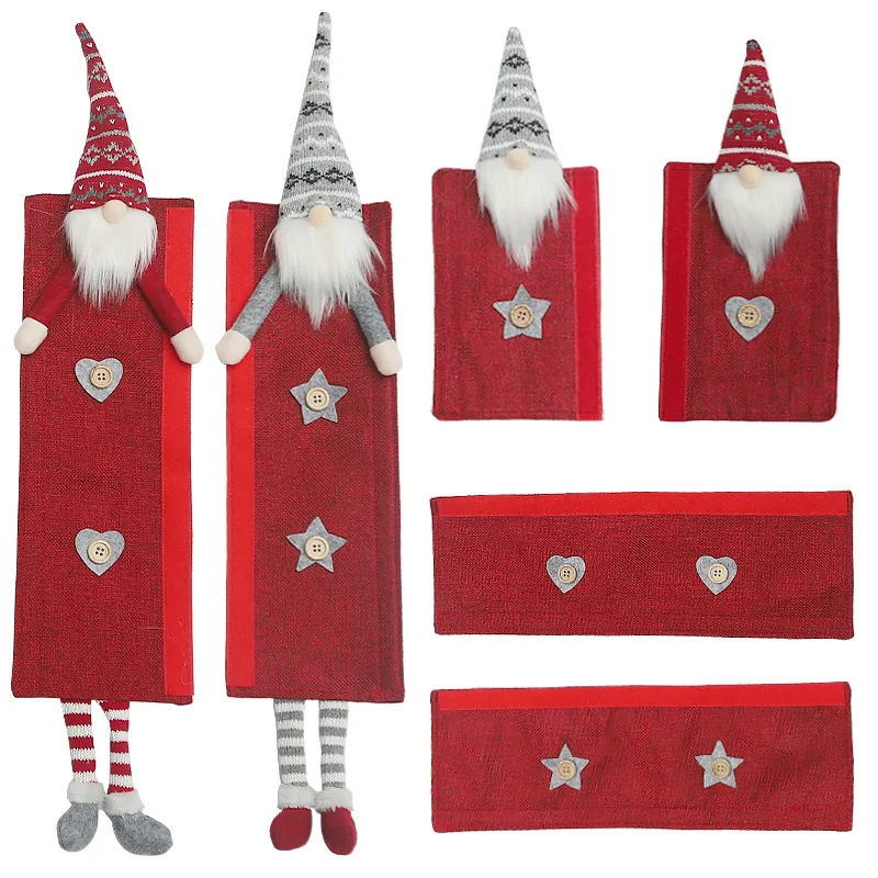 Sinyoo  Christmas Gnome cartoon doll Refrigerator and Door Handle Covers for Kitchen Appliance Holiday Decorations